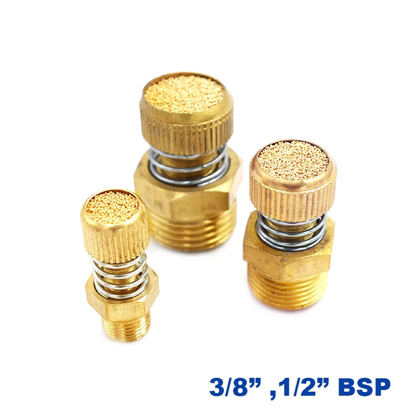 Spring muffler brass adjustable muffler exhaust valve 3/8 1/2 pneumatic throttle silencer SD