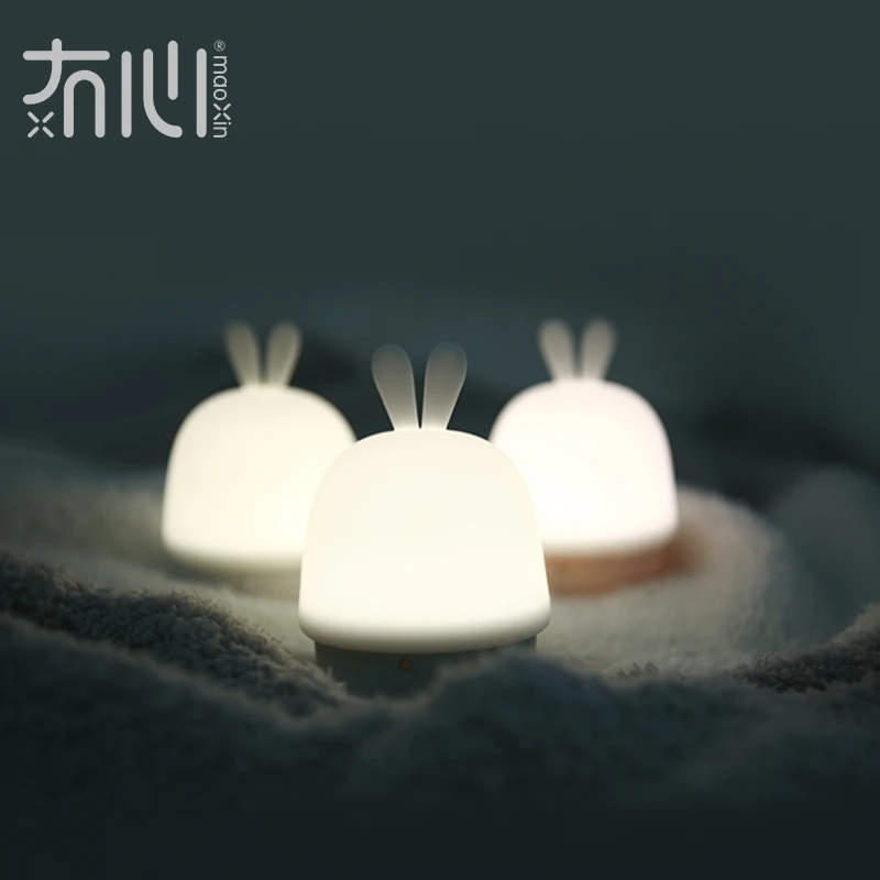 

Maoxin new usb light led lamp soft silicone cute rabbit design 1W small pat night light gadget
