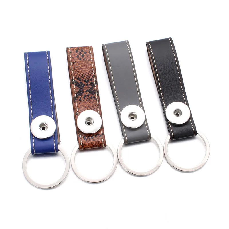 18mm Snap Button Keychain Leather Keyrings For Women's Gift DIY Jewelry