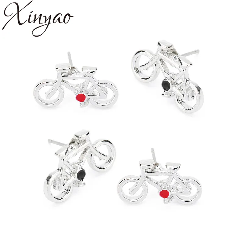 XINYAO Модные украшения любовь велосипед Форма серьги стержня Симпатичные Прокат серьги best подарок для Для женщин украшения 11X18,5 мм F7383