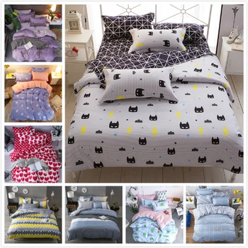 

Cute Kitty Cat Pattern Stripe Duvet Cover 3/4 pcs Bedding Set Kids Child Soft Bed Linen Single Twin Full Queen King Size 180x220