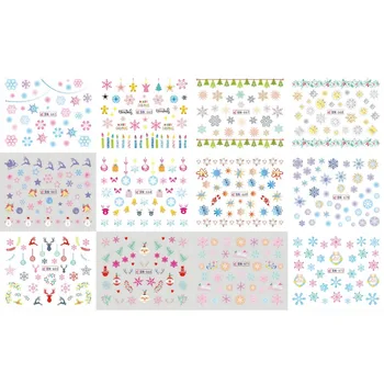

UPRETTEGO 12 PACKS / LOT NAIL ART BEAUTY WATER DECAL SLIDER NAIL STICKER XMAS CHRISTMAS SNOW FLAKE BALL BN661-672