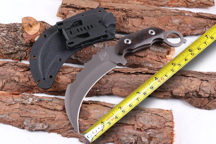 

L.W Karambit Hunting Fixed Knives,440C Blade Ebony Handle Camping Knife,Tactical Survival Knife.