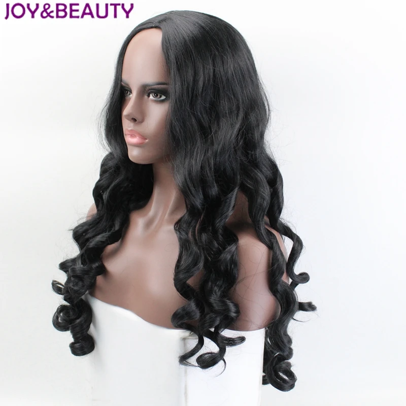 JOY& BEAUTY черный цвет длинный кудрявый парик синтетические волосы 26 дюймов длинные высокотемпературные волокна для черных женщин парики