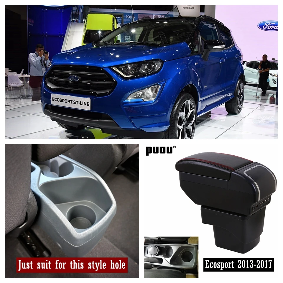 Центральный консольный ящик для хранения для Ford Ecosport 2013- с подстаканником пепельница интерьерные аксессуары для автомобиля