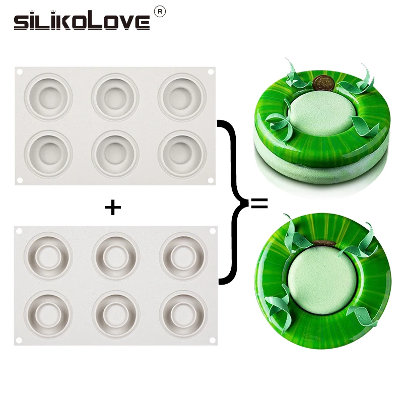 

SILIKOLOVE6 Cavity Round Silicone Molds Cake Decorating Tool Bakeware Donut Shaped Mousse Mold Baking Accessories Easy to clean