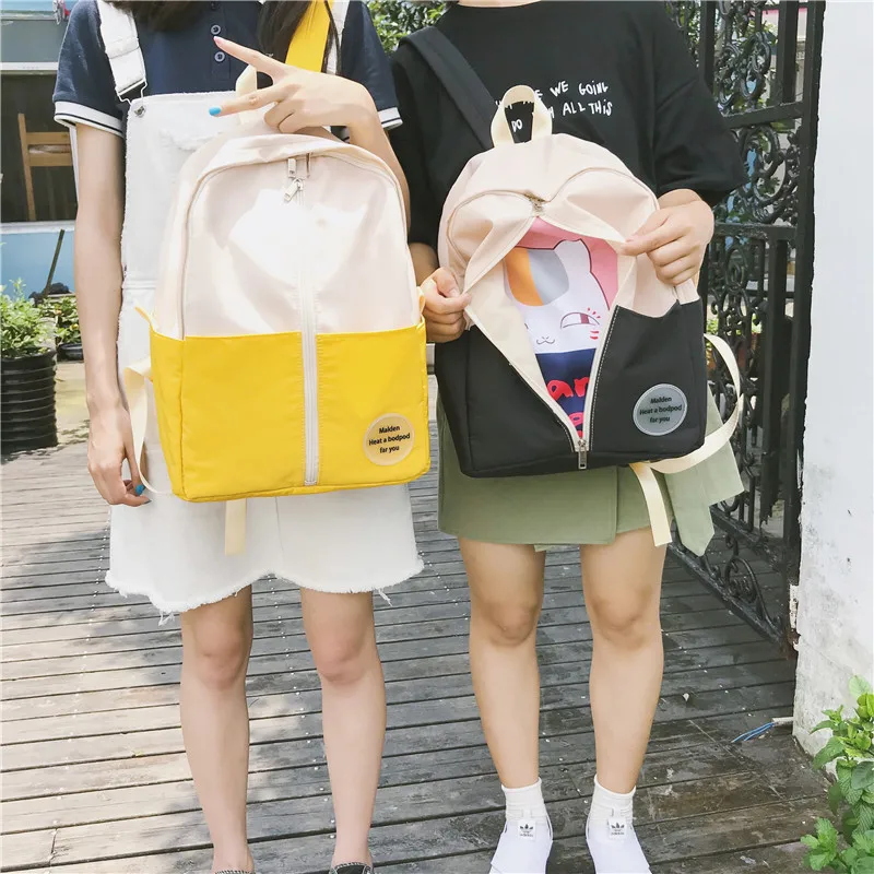 Tuladuo японский стиль рюкзак женский школьные сумки для девочек-подростков панельный Рюкзак Kawaii Cat Mochila простой дорожный рюкзак