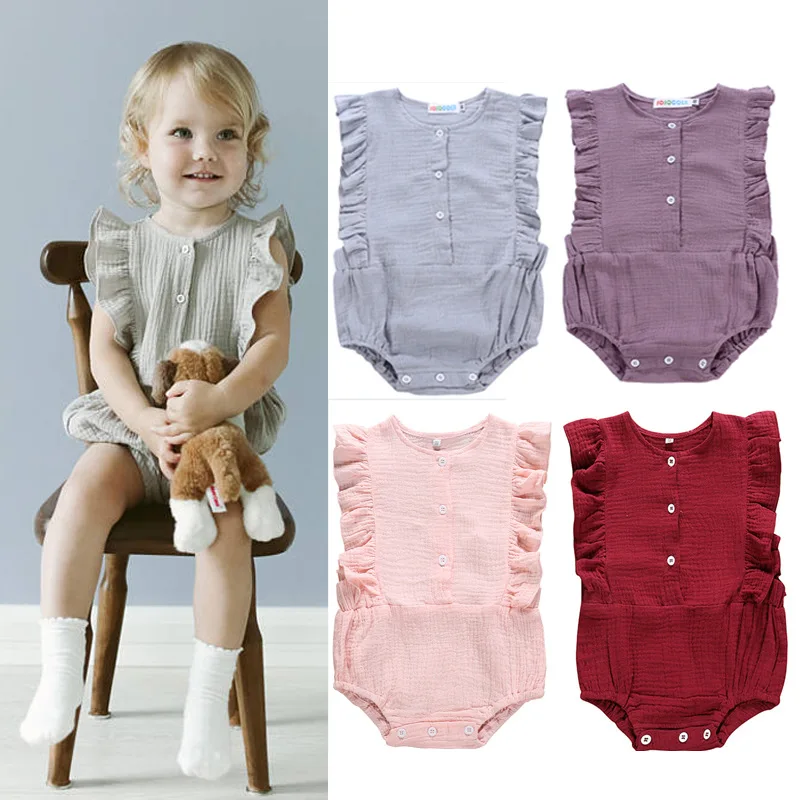 

Toddler Baby Girl Ruffles Rompers 2019 Summer Infant Baby Kids Casual Clothings