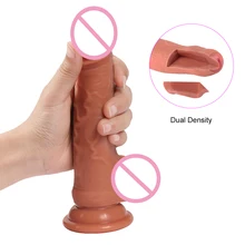 Soft Double Silicone Dual layer Realistic Dildo Male Artificial Penis Cock Pussy Plug Massager Sex toy for Woman Masturbator