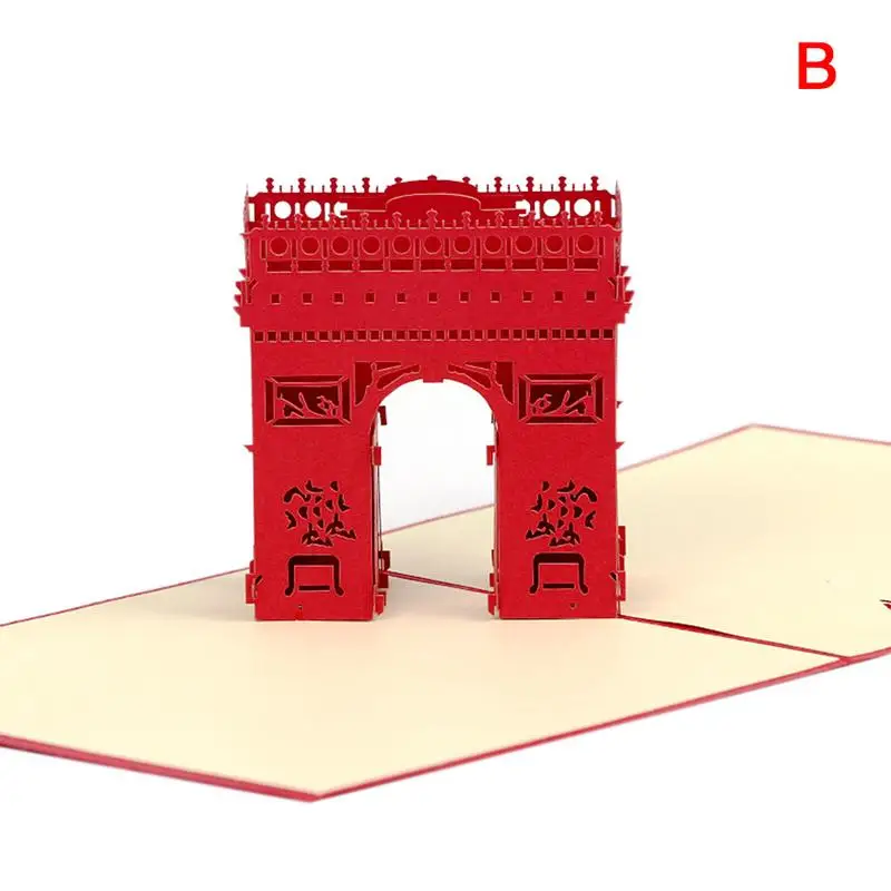 Инновационное 3D Строительство поздравительная открытка бумага резьба день рождения благословение полые трехмерные рождественские украшения для дома-церковь - Цвет: B
