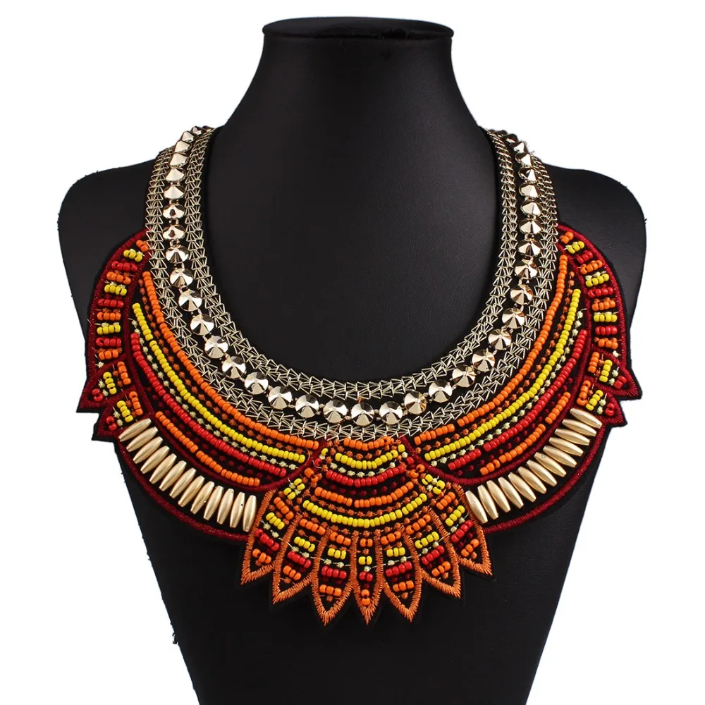 

Hot 2018 New Fashion Elegant Ethnic Necklace Pendant MultiColor Vintage Bohemian Choker Collar Necklaces Statement For Women