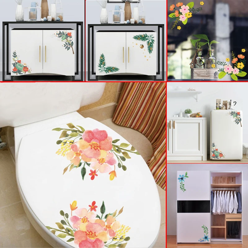 花の美しいウォールステッカー トイレ 冷蔵庫 食器棚 ガラス窓 結婚式の家の装飾 壁紙 Wall Stickers Aliexpress
