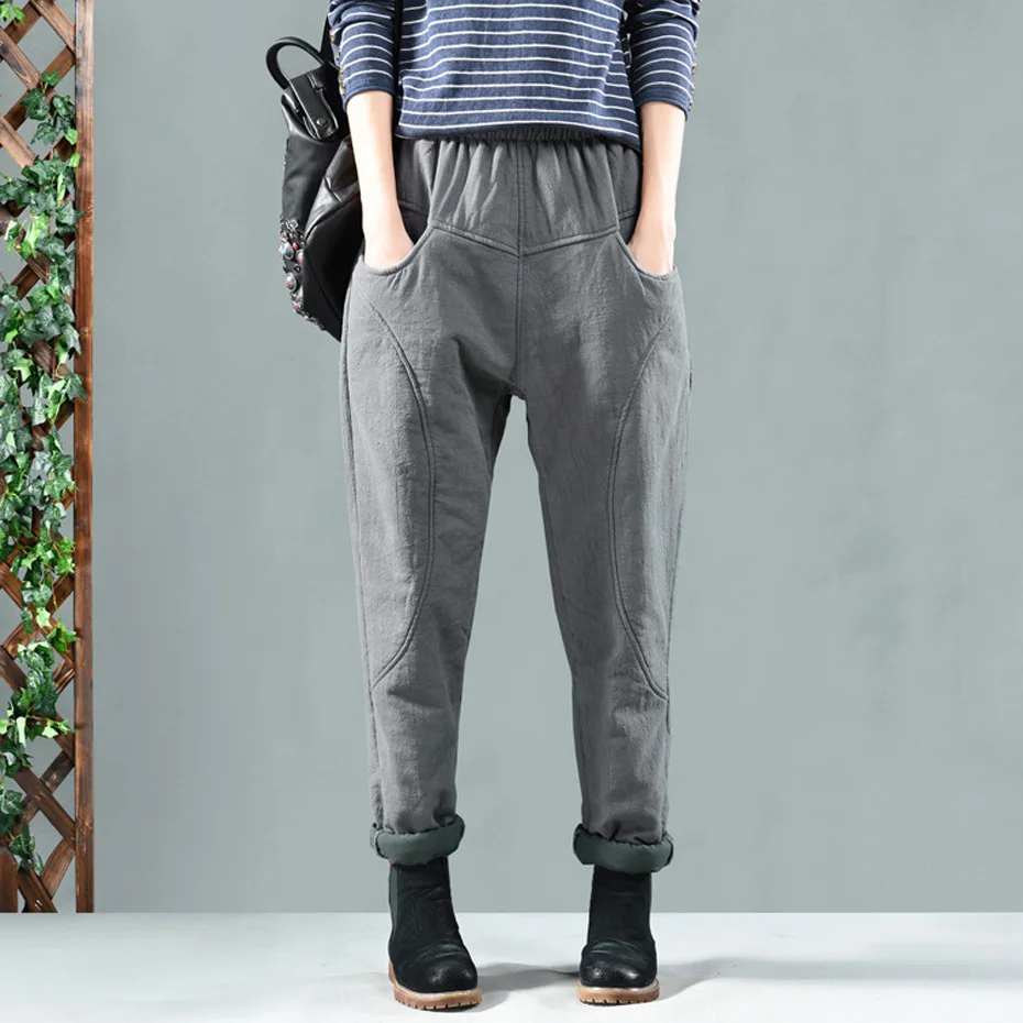 Women Cotton Padded Harem Pants Bottoms Trousers for Ladies Thick Warm Loose Fashion Casual