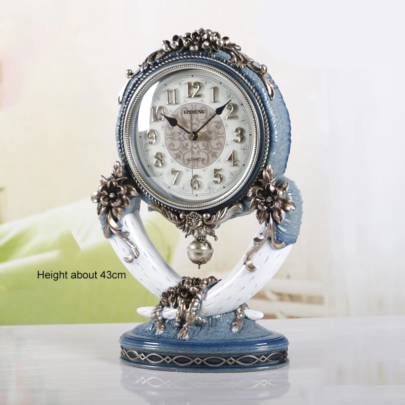 Цвет слоновой кости часы Европейский ретро гостиная декоративный маятник часы из смолы материал Гостиная Кабинет настольные украшения