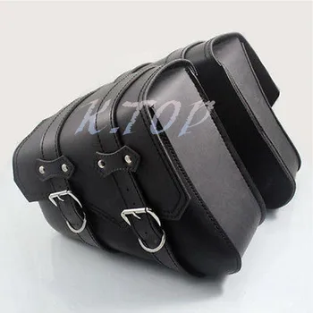 

Black Motorcycle Saddlebags Saddle Bags Faux Leather PVC Luggage Bag For Harley Sportster XL 883 1200