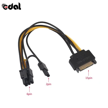 

Single SATA 15pin to 8pin(6+2) Powr Adapter Cable 20cm PCI-E SATA Power Supply Cable 15-pin to 8 pin Cables