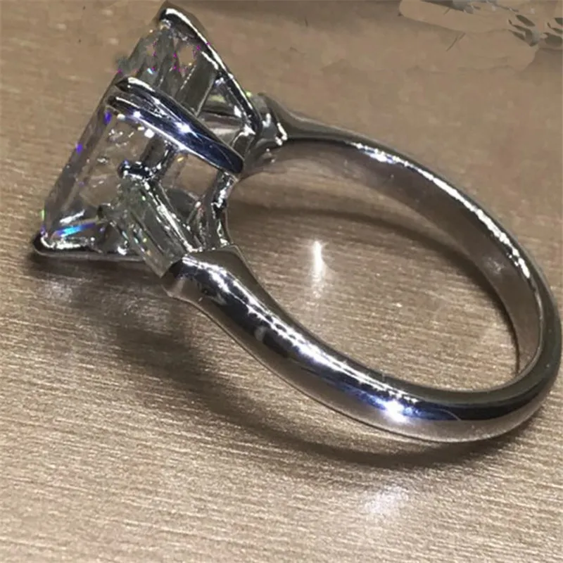 Vecalon принцесса обещающее Кольцо Настоящее однотонное 925 пробы серебро 5A cz обручальное кольцо кольца для женщин Свадебные ювелирные изделия на палец