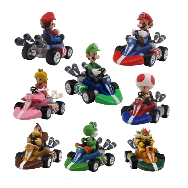 Super Mario Bros фигурки 13 см японского аниме Luigi динозавры Ослик Kong Bowser Kart Pull Back