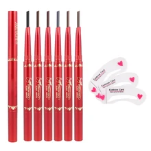 1 шт. двуглавый карандаш для бровей sobrancelha со сменный картридж и трафарет для бровей оттенок косметики maquillaje профессиональный