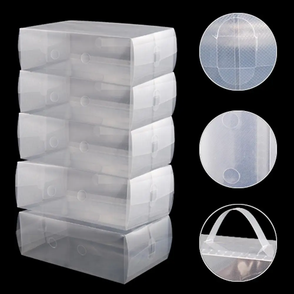 

5 x Clear Plastic Mens Shoe Storage Boxes Containers Size 8 9 10 11