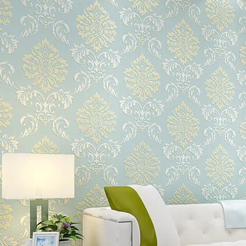 

European embossed Damascus non woven wall paper roll modern designer papel de parede 3D wall covering wallpaper for living room