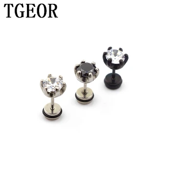 

free shipping illusion cheaters 20pcs 1.2*6*6/8mm Stainless Steel retro 6 point claw Zircon CZ piercing fake plugs