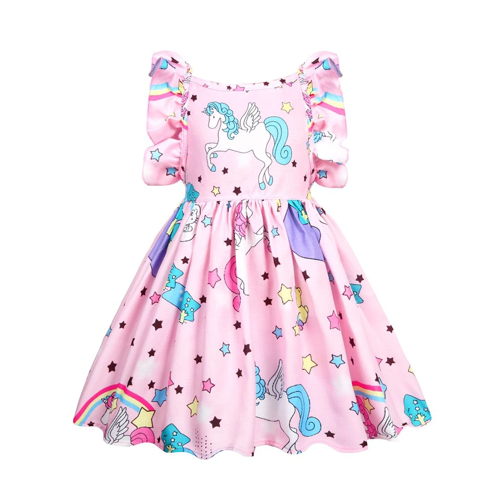 Летняя одежда для маленьких девочек, платье с единорогом для девочек, костюм на Хэллоуин, платье для девочек, вечерние платья на день рождения, Vestidos 36004