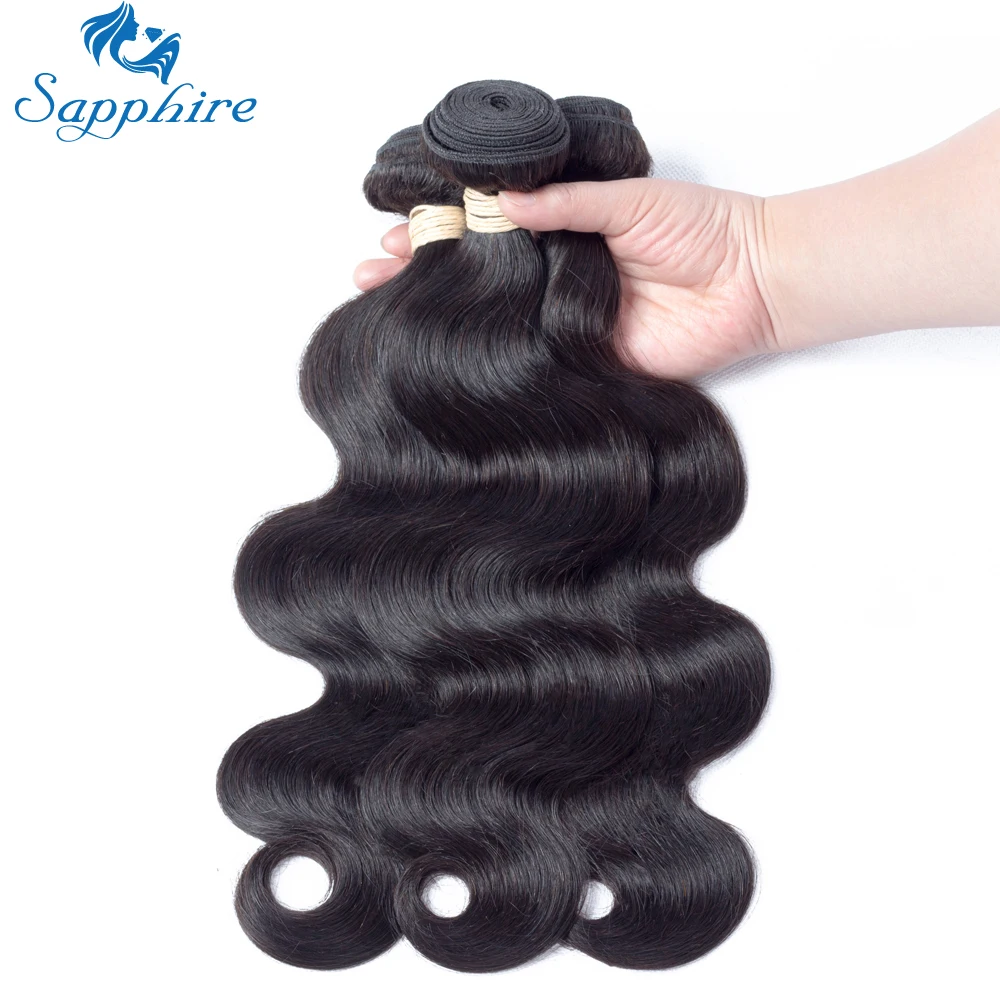 Sapphire Body Wave Remy 100% Brazilian Hair Bundles 1B# Color For Hair Salon High Ratio Longest Hair PCT 15% Brazilian Body Wave brazilian-body-wave-hair-bundles