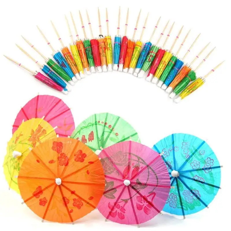 50pcs/lot Mini Paper Parasols Umbrellas Drinks Picks For Cocktail