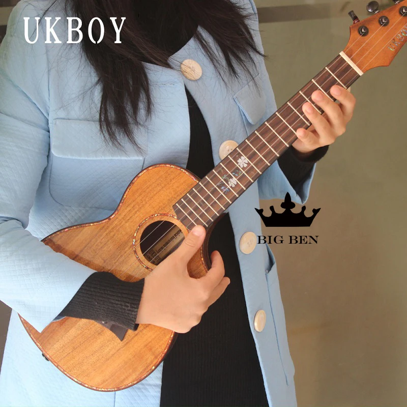 Excellent 26-inch 18 frets Acacia all solid wood guitar 26inch solid top ukulele bovine bone nut imported strings bright paint acoustic 3