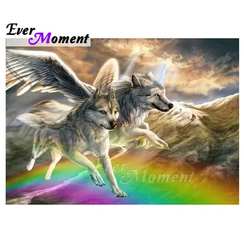 

Ever Moment Diamond Painting Handmade Wolf Wing Rainbow Artwork Hobby Picture Of Rhinestone 5D DIY Diamond Embroidery 3F1687