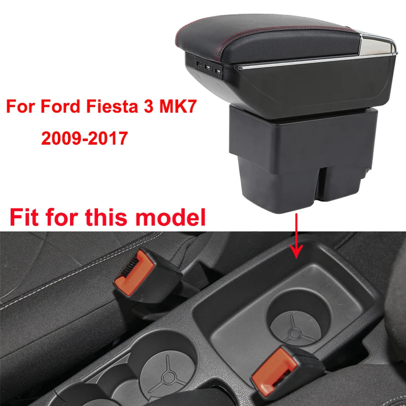 Подлокотник коробка для Ford Fiesta 3 MK7 MK 7 2009- usb зарядка автомобиля подлокотник вращающийся центр консоль коробка для хранения автомобиля стиль
