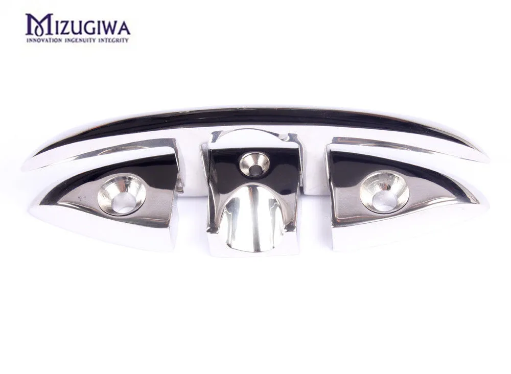 

1PC Mizugiwa 316 Stainless Steel Marine Folding Cleat 6" Heavy Duty Mooring Rope Tie Boat Deck Cleats