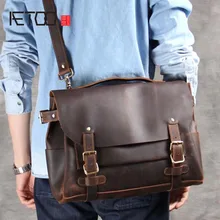 AETOO man Classic casual first layer of leather postman bag shoulder Messenger bag handmade original retro laptop bag