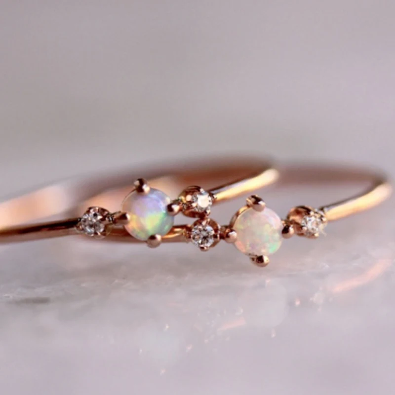 

Simple 1PC High Quanlity White Opal Finger Ring Chic Rings for Women Female Fashion Jewelry Wedding Party Gift