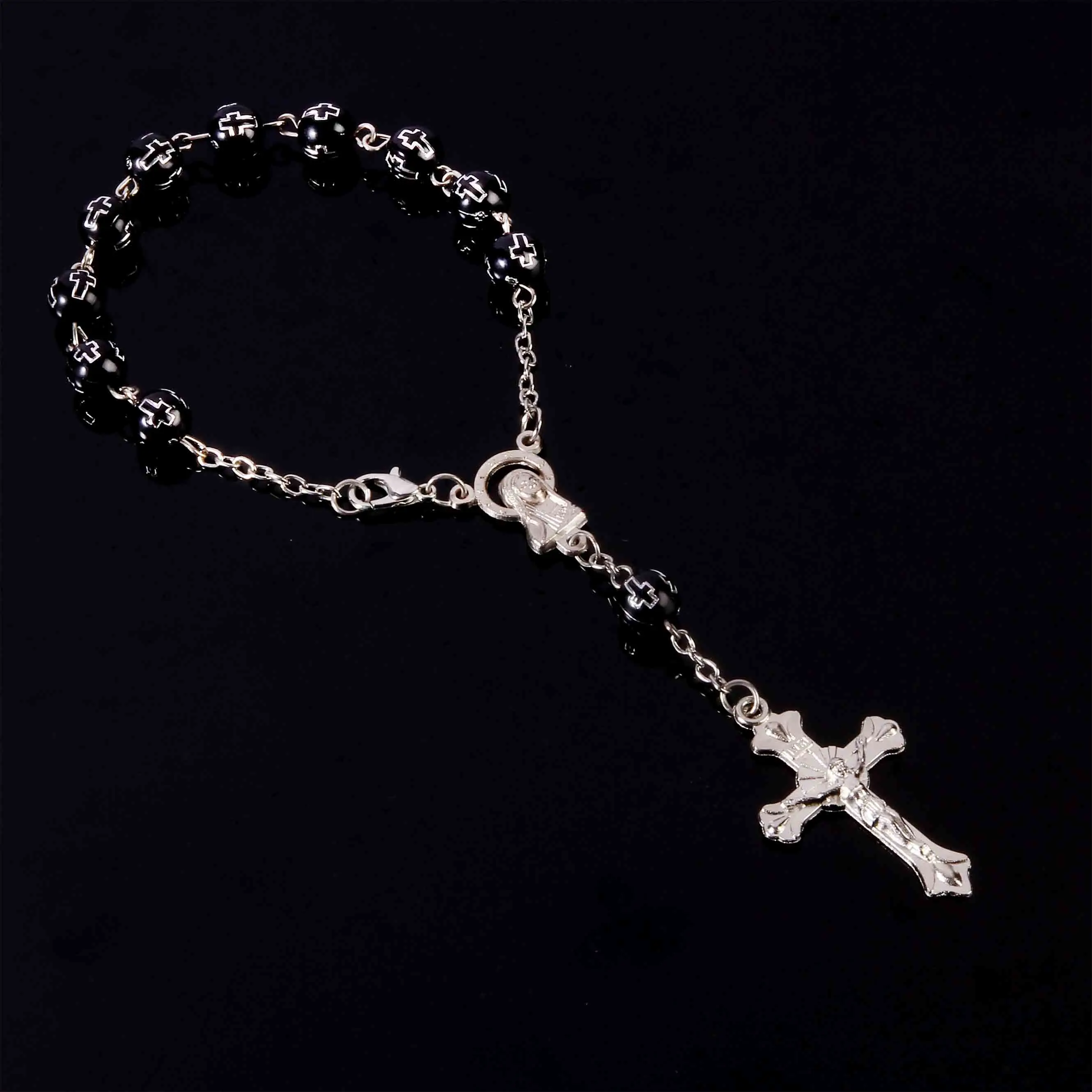 12 religious silver hands cross rosary children communion baby baptism favorable Catholic mini rosary.8mm