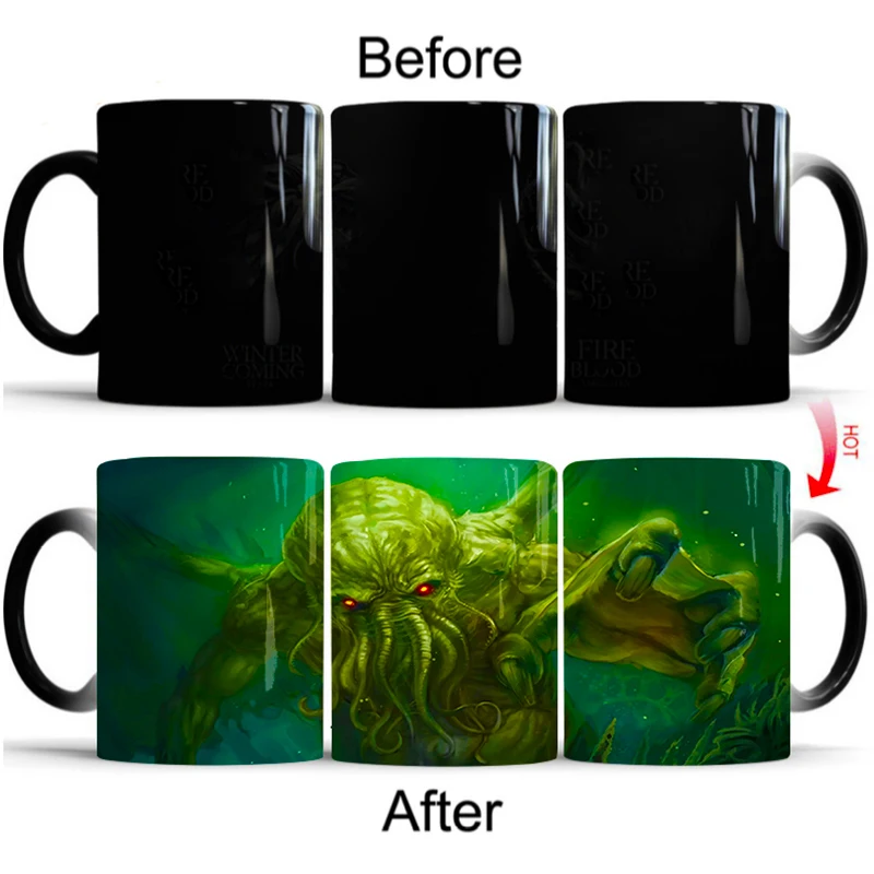 

Whitelf Heat Sensitive Color Changing Coffee Cup Cthulhu Mug Ceramic Magic Mug
