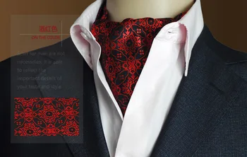 

Free Shipping Pattern Red Silver Khaki Woven Tie Fashion Men Long Silk Scarves/Cravat Ascot Ties Gentlemen Wholesale