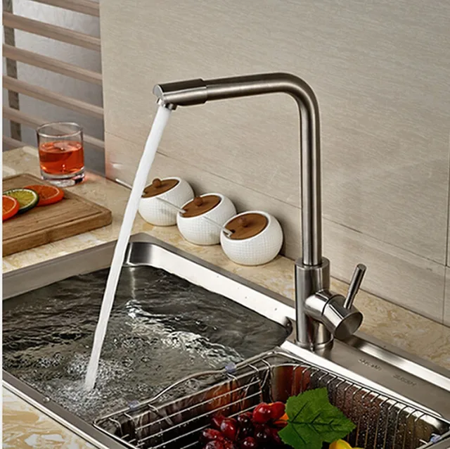 Special Offers Deck Mounted Brushed Nickle Kitchen Faucet Single Handle Hot&Cold Faucet