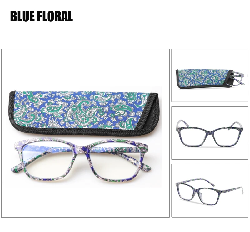 blue light lenses SOOLALA Printed Anti Blue Light Blocking Filter Glasses Women Eye Protection Computer Glasses Optical Frame Prescription blue light filter glasses