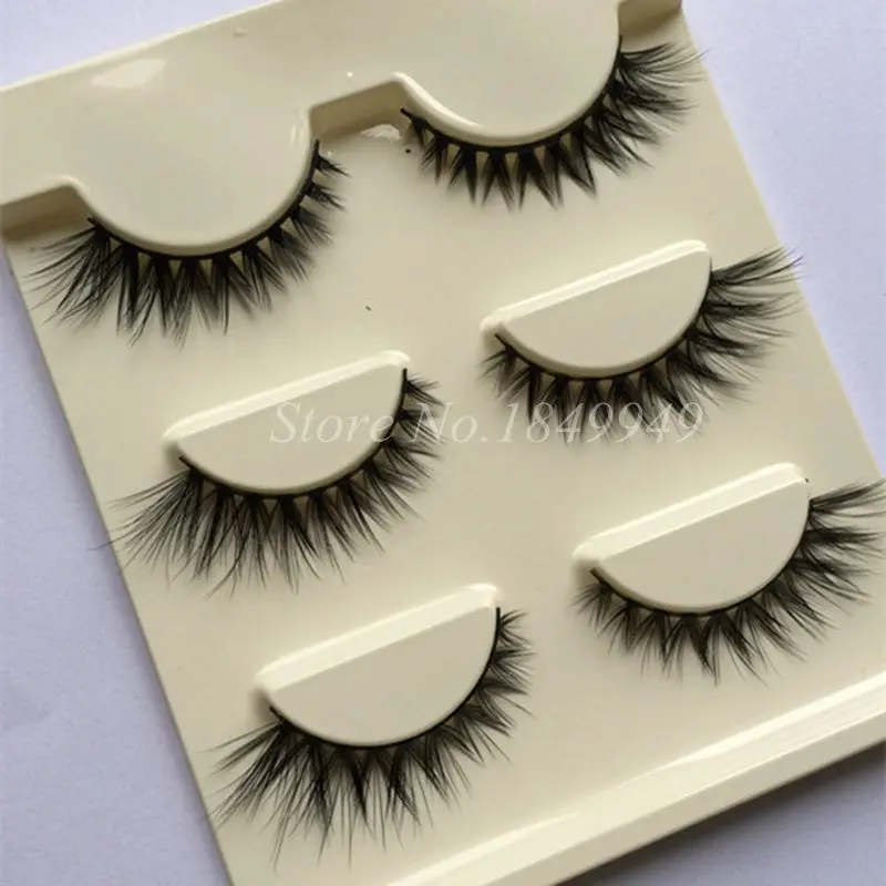 

Hot 1 Box 3 Pairs 3D False Eyelashes Natural Crissross Winged Lengthening Lifelike Fake Eyelashes Makeup Lashes