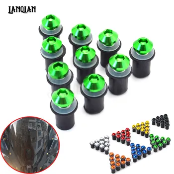 

5mm 10pcs Universal motorcycle Windshield Spike Bolts Screw Nuts for KAWASAKI Z1000SX/NINJA 1000/Tourer Z1000 ZX1400 ZX14R Z800