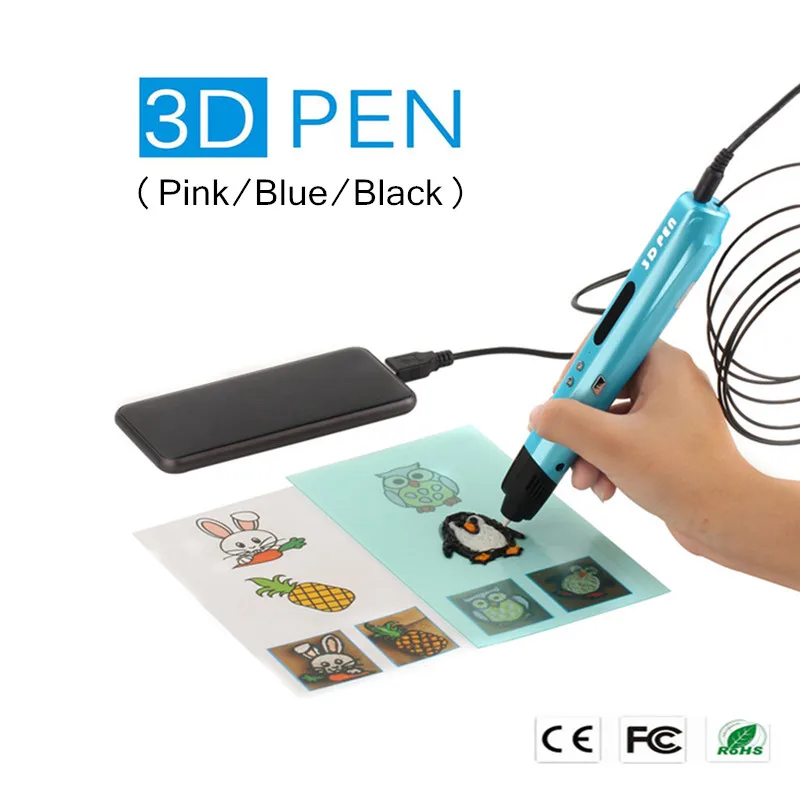 Sixth Generation 3 Color 3D Drawing Pens With Free PLA Filament 3D Printing Pens For Kids