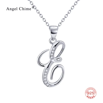 

Women Fashion Letter Initial Roman E Charming 925 Sterling Silver Pendant Chain Statement Necklaces Jewelry Kolye Women Gifts