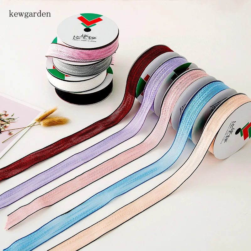 Kewgarden тканевая лента для упаковки с черными краями хлопковые атласные ленты 28 мм 1
