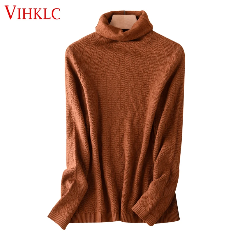 2018 Women Spring Autumn New Designer Fashion Cashmere Wool Sweaters and Pullovers Turtleneck Solid Casual Knitted Jumpers C290 | Женская