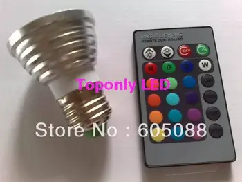 Cheap E27 3W Rgb Led Spotlight Bulb AC85-220V+IR Remote Control With 16 Colors Changing Type 200pcs/lot Wholesale DHL Free Shipping