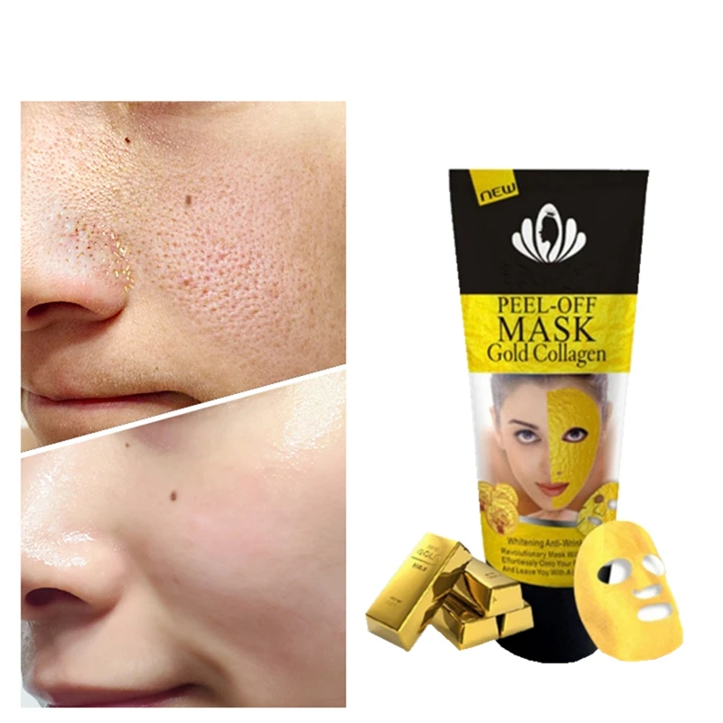 

Gold Collagen Mask Nose Blackhead Remover Face Pack Peel Off Black Head Acne Treatments Deep Clean Skin Care Face lift Essence