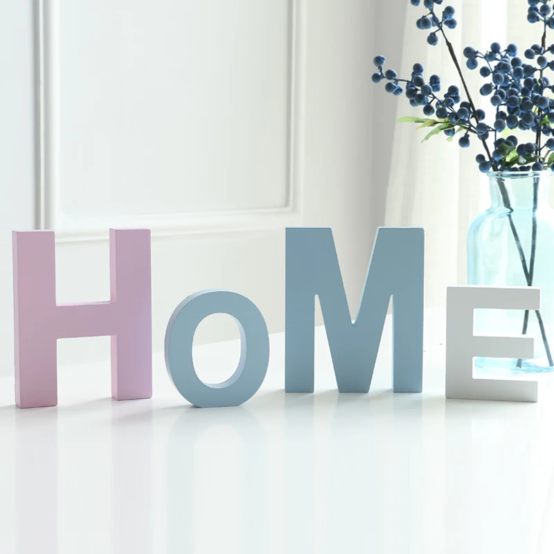 Современные diy Деревянные большие синие английские буквы домашние орнаменты