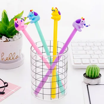 

36 pcs/Lot Cute elephant gel pens 0.5mm roller ball pen Black color refill Stationery Office accessories School supplies A6028